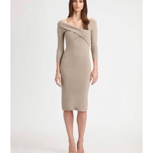 Ralph Lauren Black Label Cashmere  Dress Cross Front sz S in Tan Camel old money